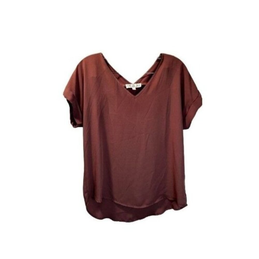 Pink Rose Women's Short Sleeve Tops V-Neck Shirts Casual Loose Fit T-Shirt‎